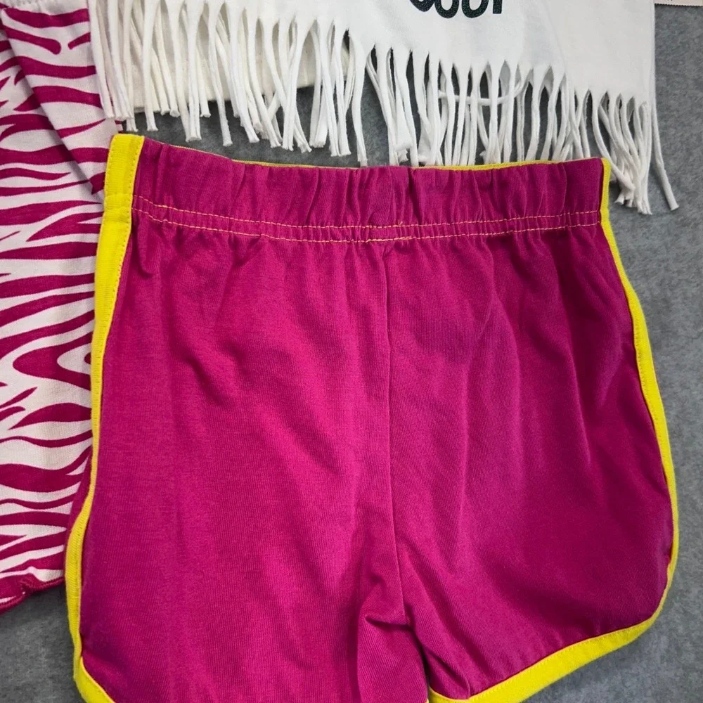 Zebra Pineapple Infant Girls Pink Swiggles Outfit Set Fringe Ruffle 12 Months